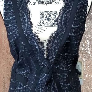 Black lace vest